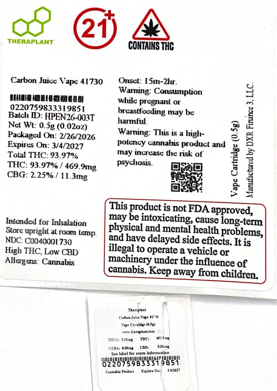 Carbon Juice Vape T470 (41730) | Still River Wellness
