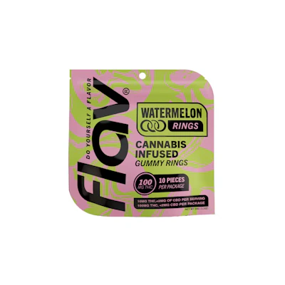 Flav - 100mg Gummies - Watermelon Rings - EDIBLES by Flav at King of Budz