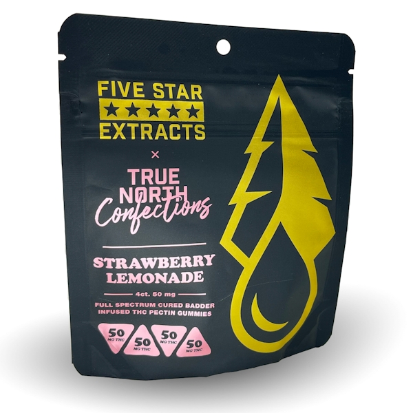 True North Confections x Five Star Extracts | Vegan Strawberry Lemonade Cured Badder Gummies 4pc | 200mg
