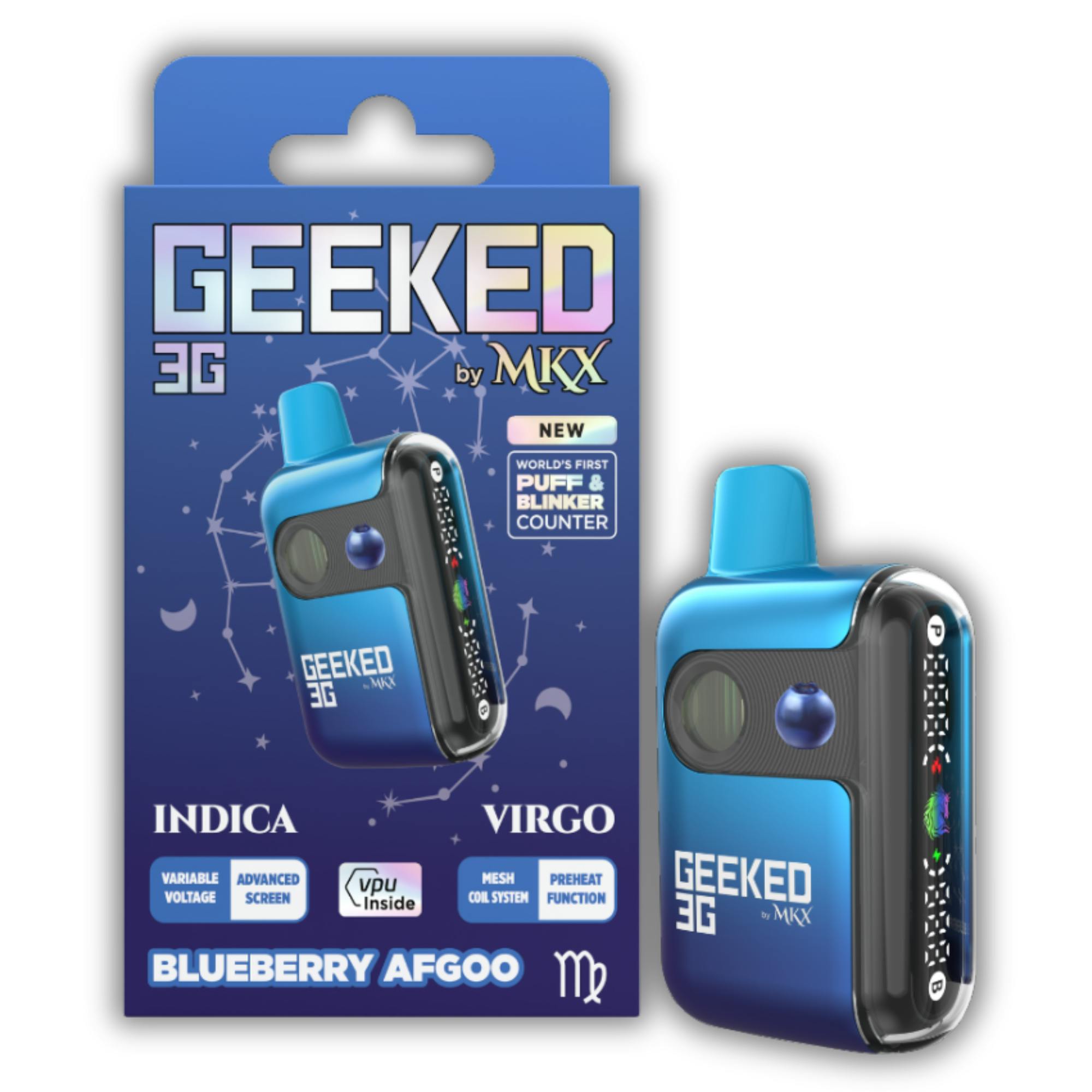 Geeked By MKX - 3g Disposable - Blue Afgoo - Indica | Gramz