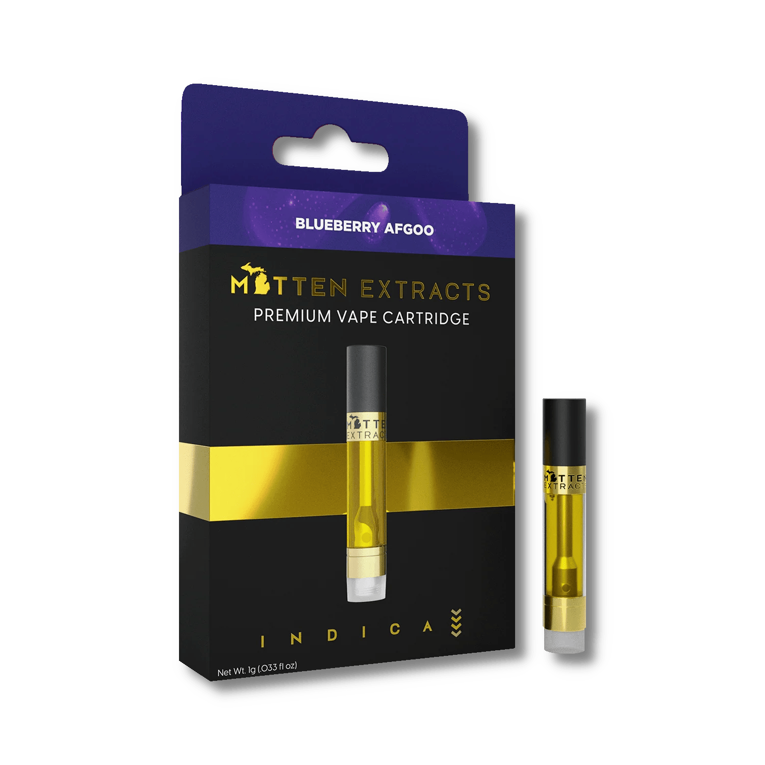 Mitten Extracts | Vape Cart - 1g - Blueberry Afgoo (Indica)