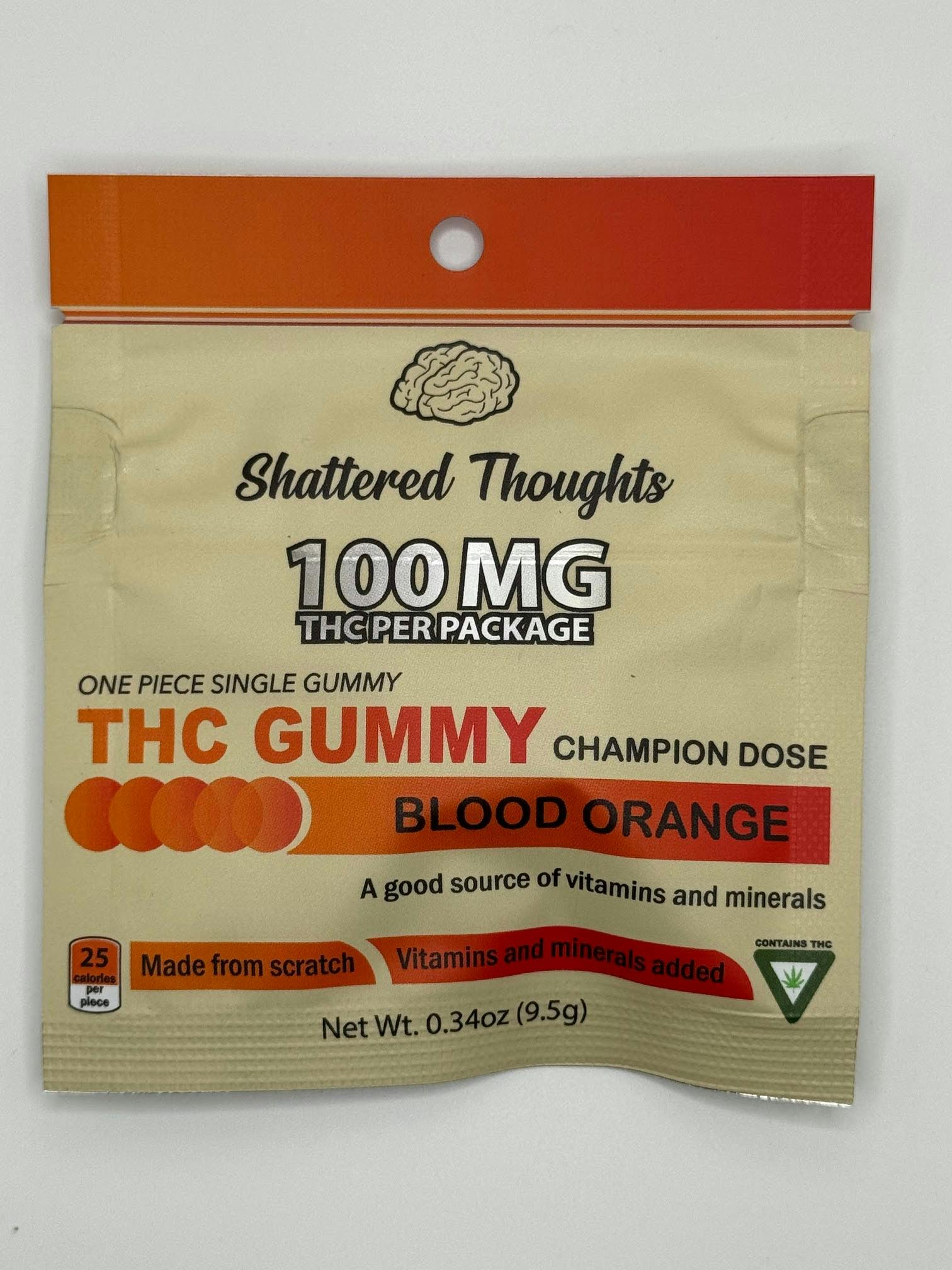 Shattered Thoughts | Single Gummy - 100mg - Blood Orange