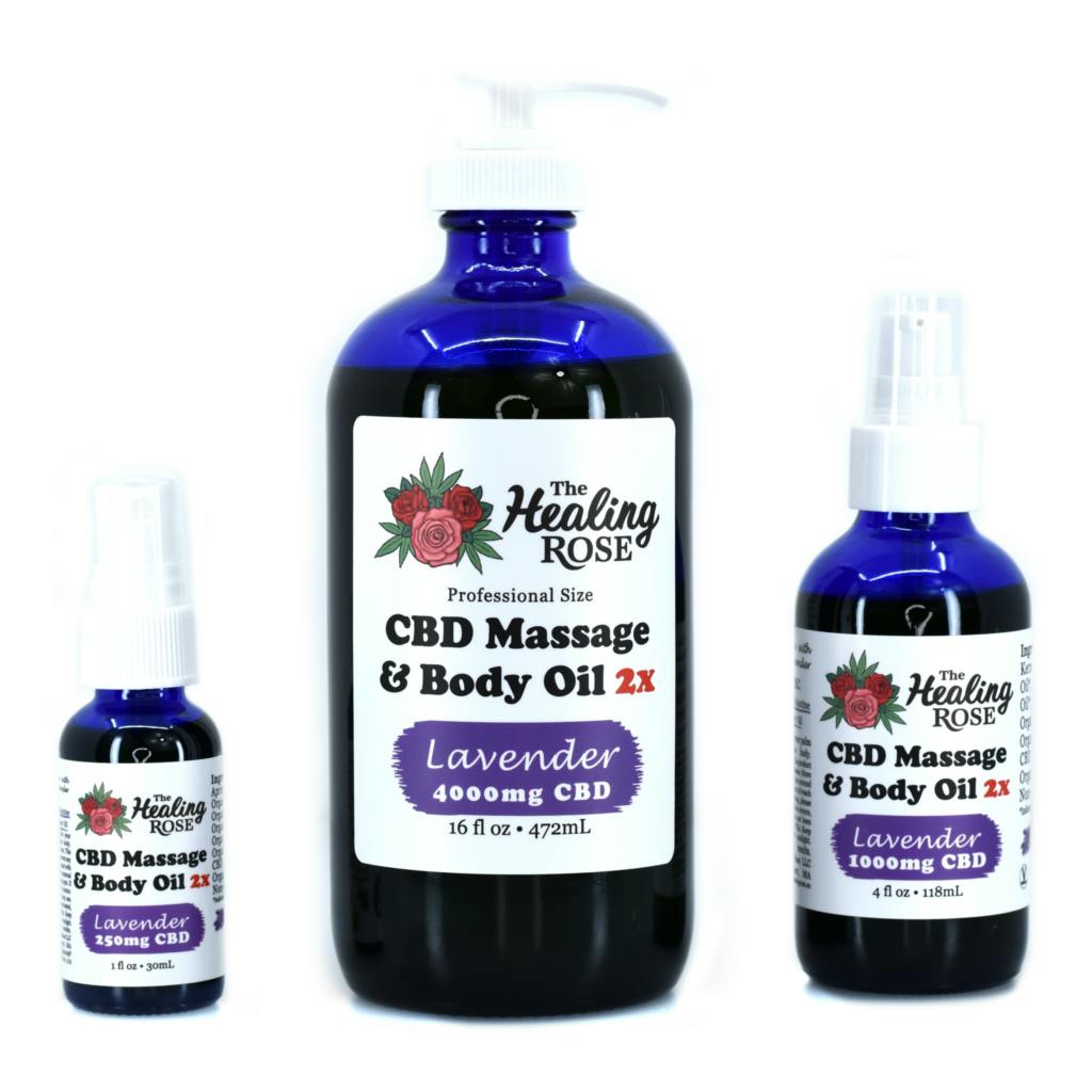 Healing Rose | Massage & Body Oil 2X | Lavender | Travel Size | 250mg CBD
