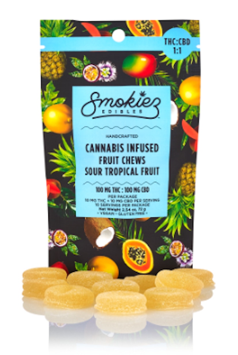 Smokiez 1:1 Sour Tropical 1:1 100mg Hybrid THC/CBD
