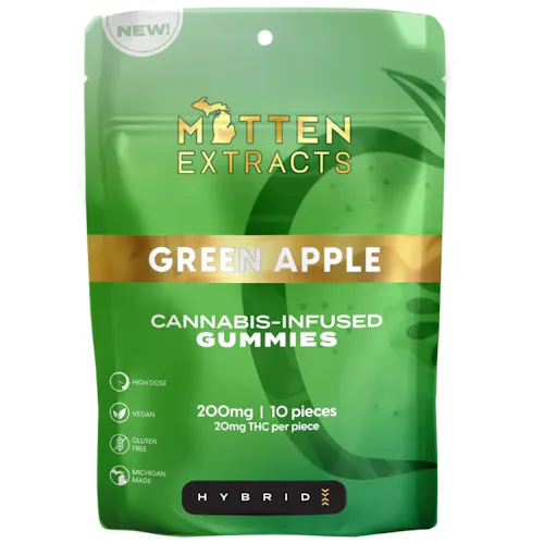 Mitten Extracts Green Apple Gummies 200mg Rec-active
