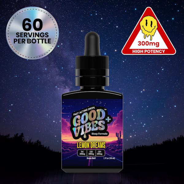 Lemon Dreams 1:1:1 (THC:CBD:CBN) - 300mg Fast-Acting Cannabis Syrup - Good Vibes