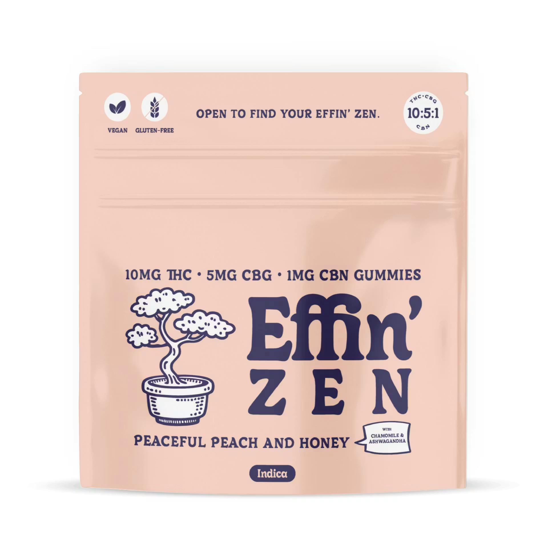 Product Effin' Zen | Peaceful Peach and Honey | 10:5:1 THC:CBG:CBN | 10pk