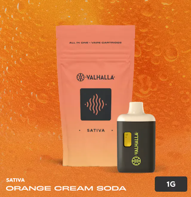 Valhalla Natural Disposable Orange Cream Soda 1g (sativa, disposables)