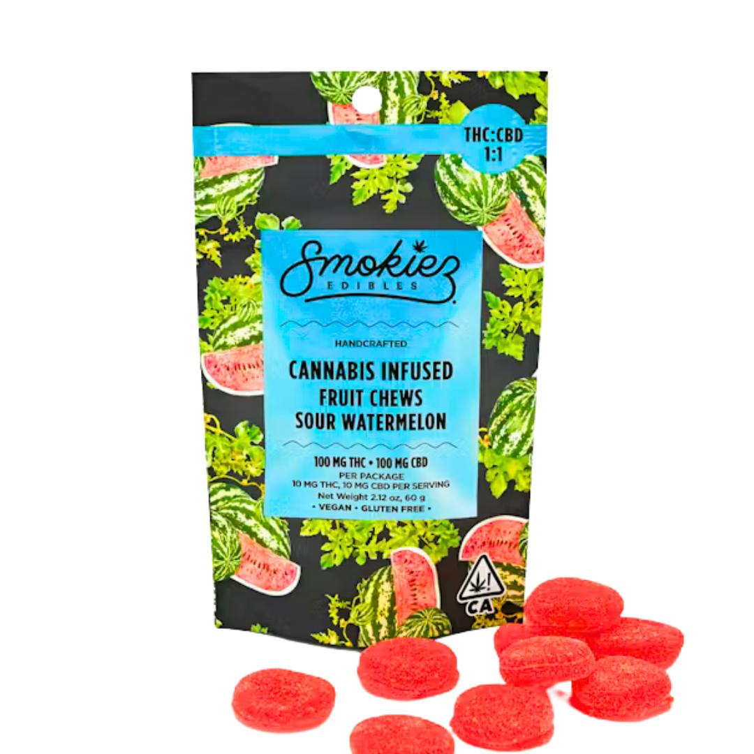 SOUR WATERMELON FRUIT CHEWS (1:1 THC:CBD)