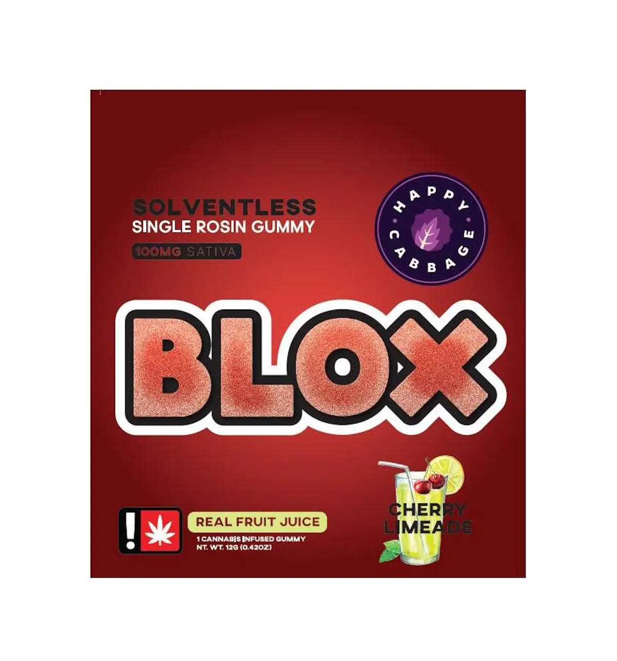 BLOX – Cherry Limeade – (Sativa) 100mg THC Single Rosin Gummy 12g