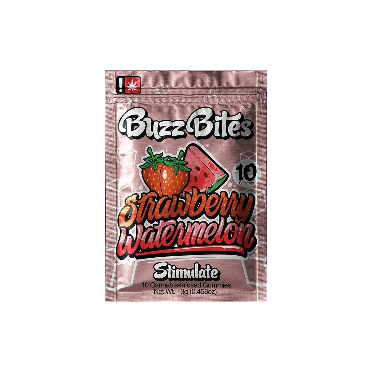 Photo of Buzz Bites 100mg STRAWBERRY WATERMELON Stimulate Cannabis Infused Gummies 10pk