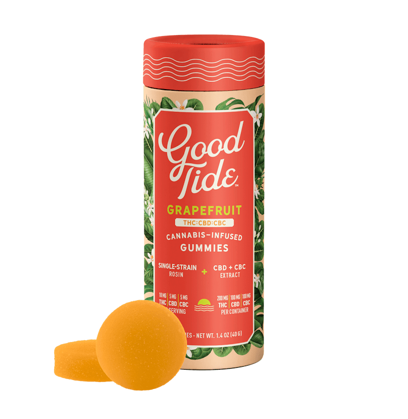 Good Tide | 200mg 2:1:1 THC/CBD/CBC Rosin Gummies | Grapefruit