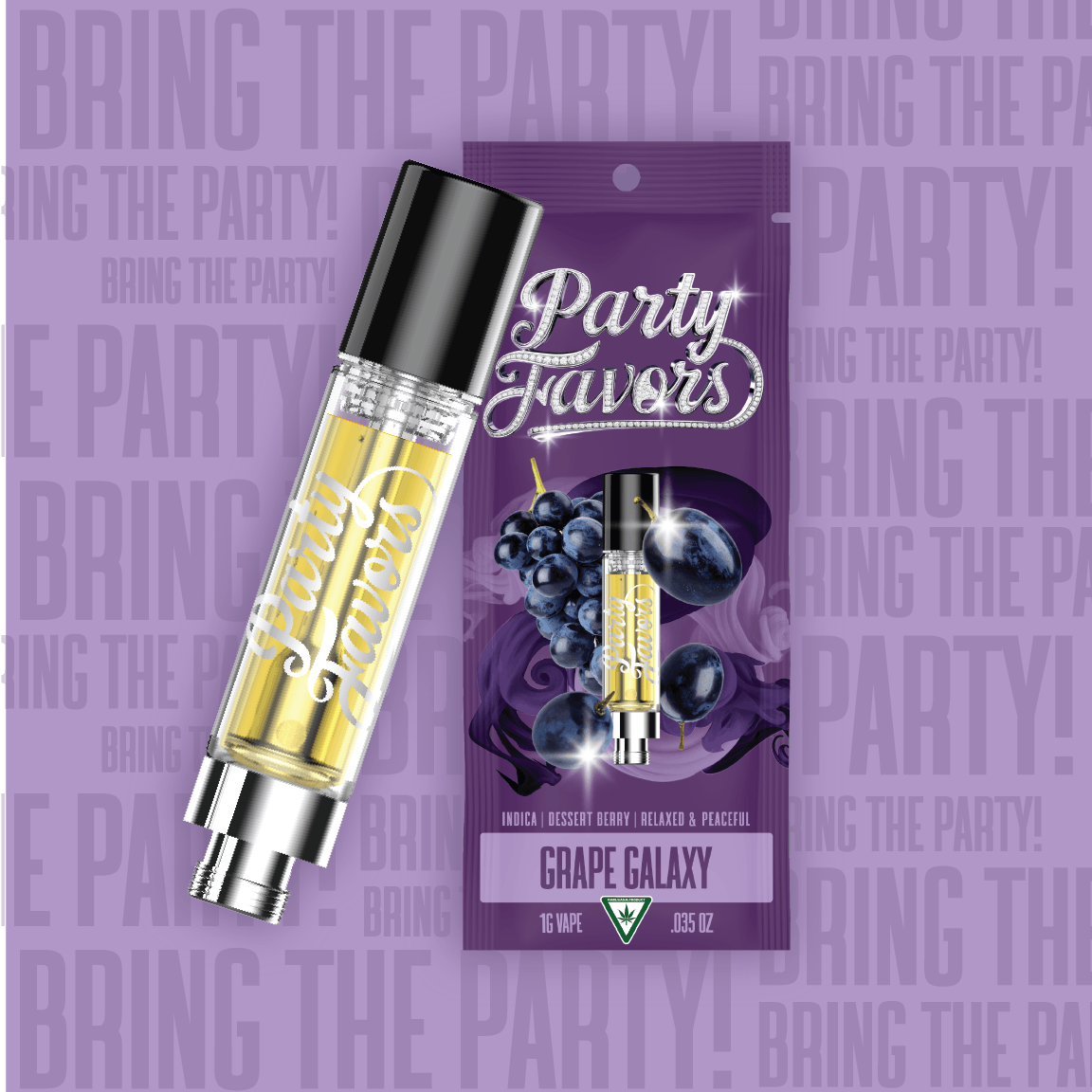 Product: Party Favors | Grape Galaxy Distillate Cartridge | 1g