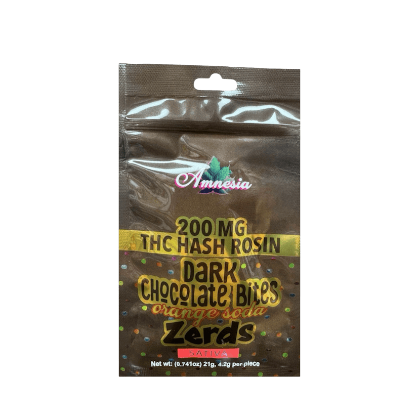 Amnesia 200mg Zerds Chocolate Bites Dark Chocolate Orange Soda
