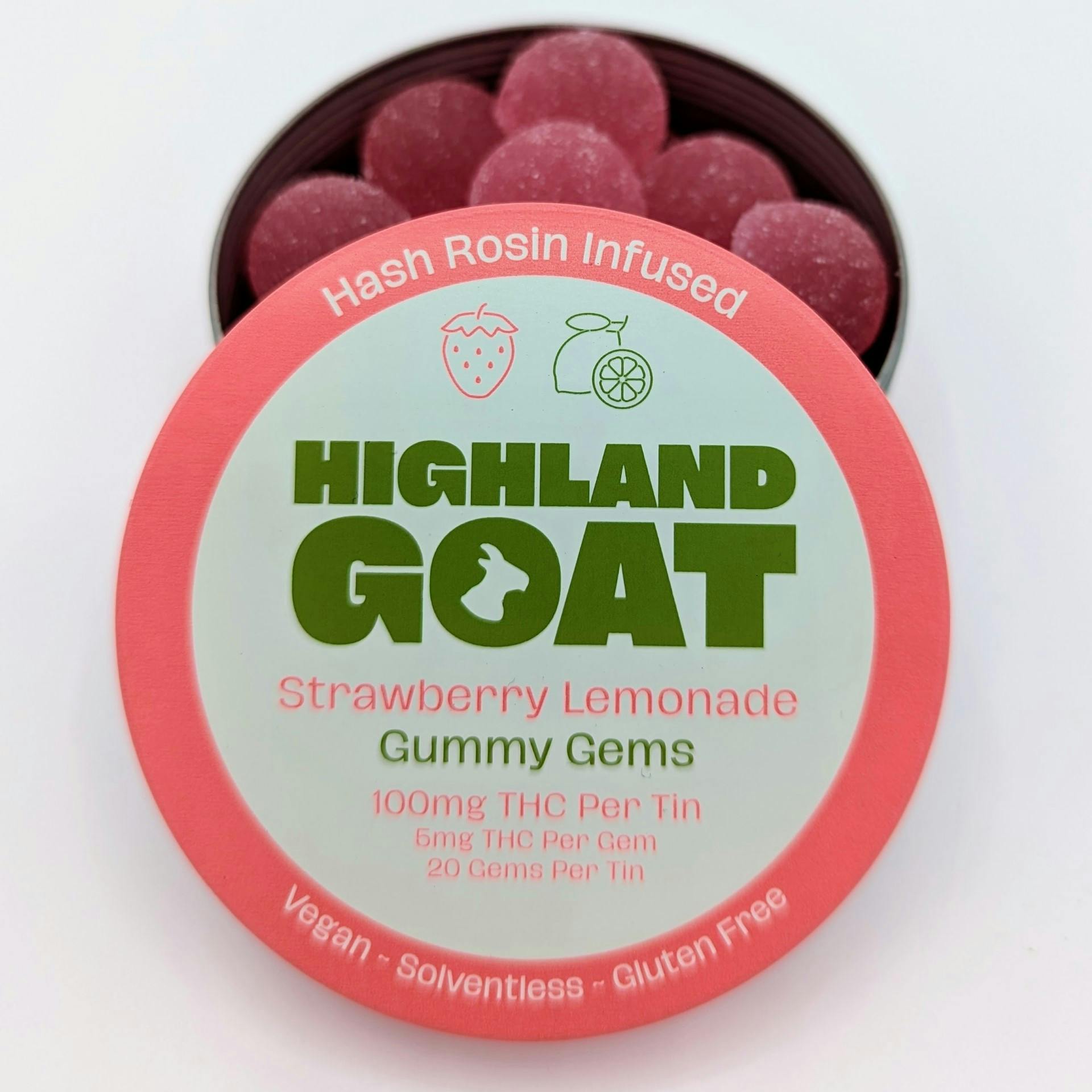 HIghland Goat - Strawberry Lemonade Gummies (Hash Rosin Infused) - 100mg 20pk-1