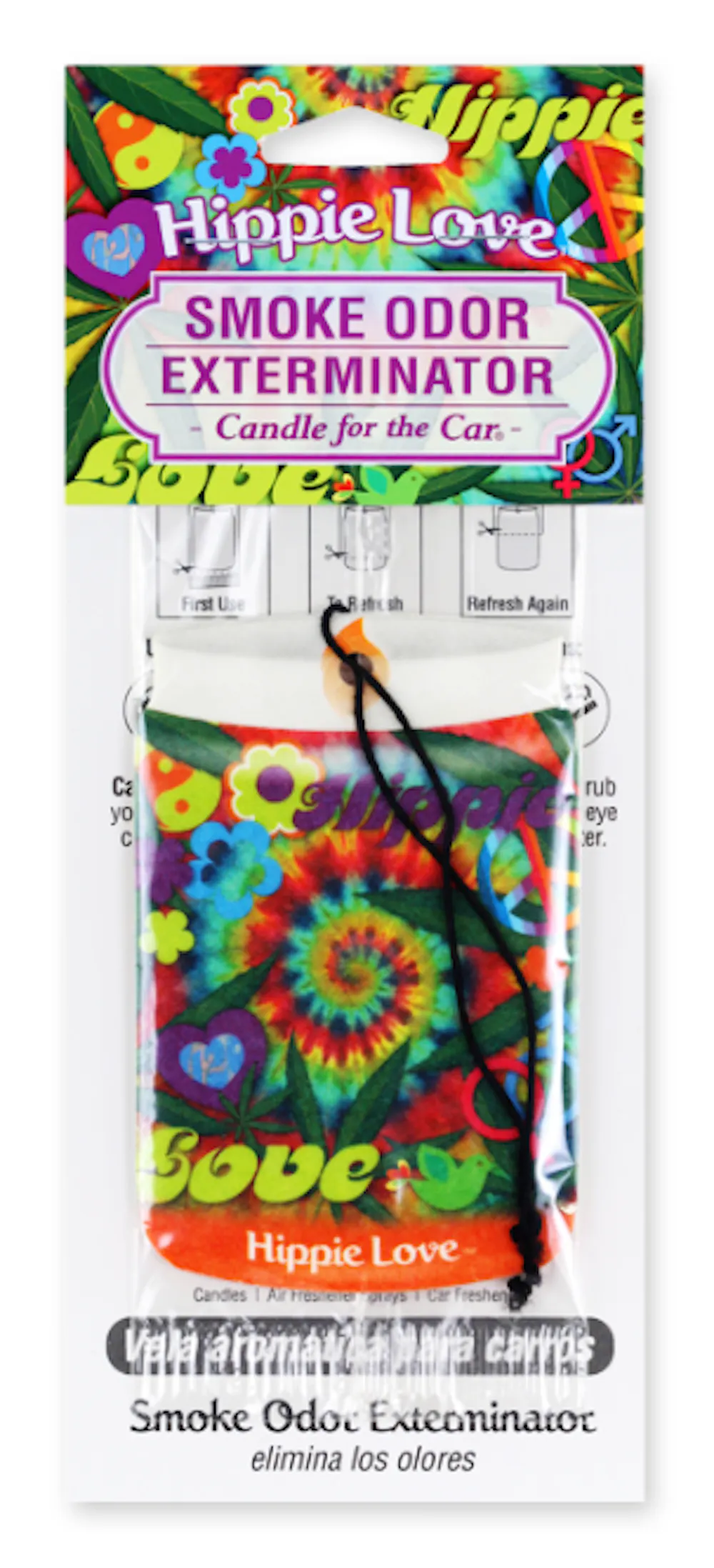 Product Smoke Odor Exterminator Candle for the Car HIPPIE LOVE