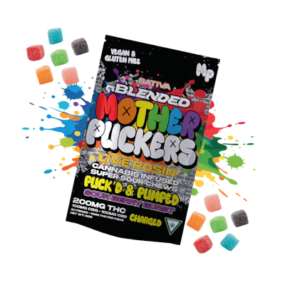 Mother Puckers - 200mg THC : 100mg CBD : 100mg CBG Live Rosin Gummies - Puck'd & Pumped (Sour Berry Burst)