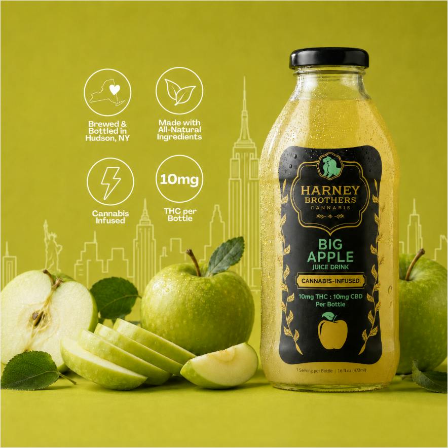 Harney Brothers Cannabis Big Apple Bottles 10mg 16oz