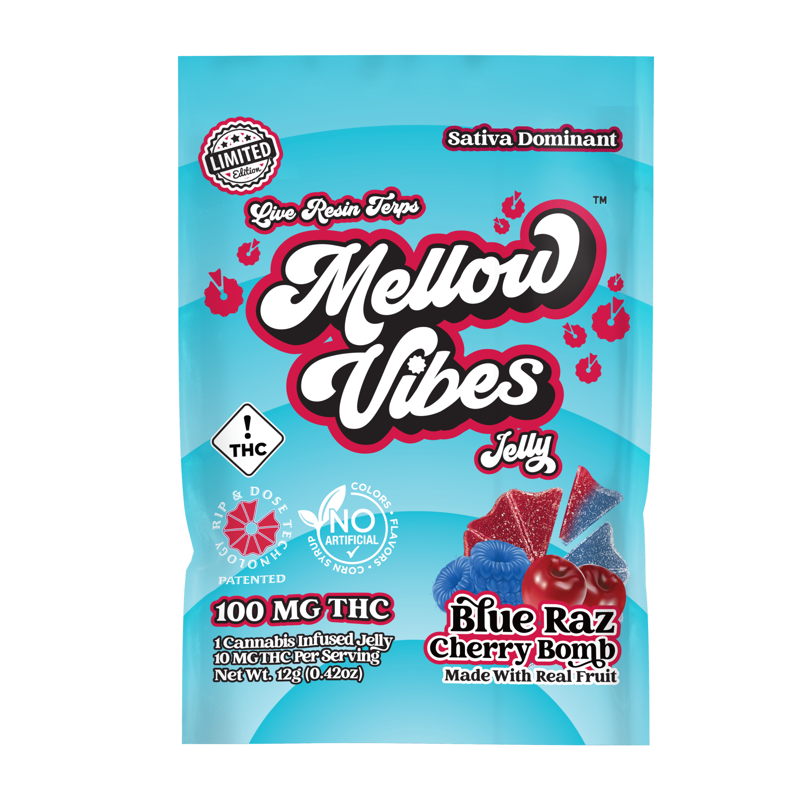 Mellow Vibes Mellow Vibes Jelly 100mg - Blue Raz Cherry Fusion - Nirvana  Cannabis Dispensaries Cannabis in AZ, MI, MD & IL