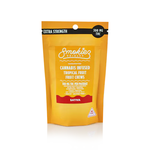 Sour Tropical Fruit 1:1 CBD 10mg (10ct) – Smokiez Chews-active