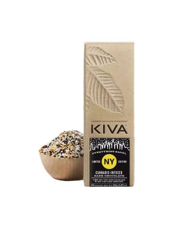Kiva Everything Bagel Dark Chocolate 20pk 100mg Chocolate Bar