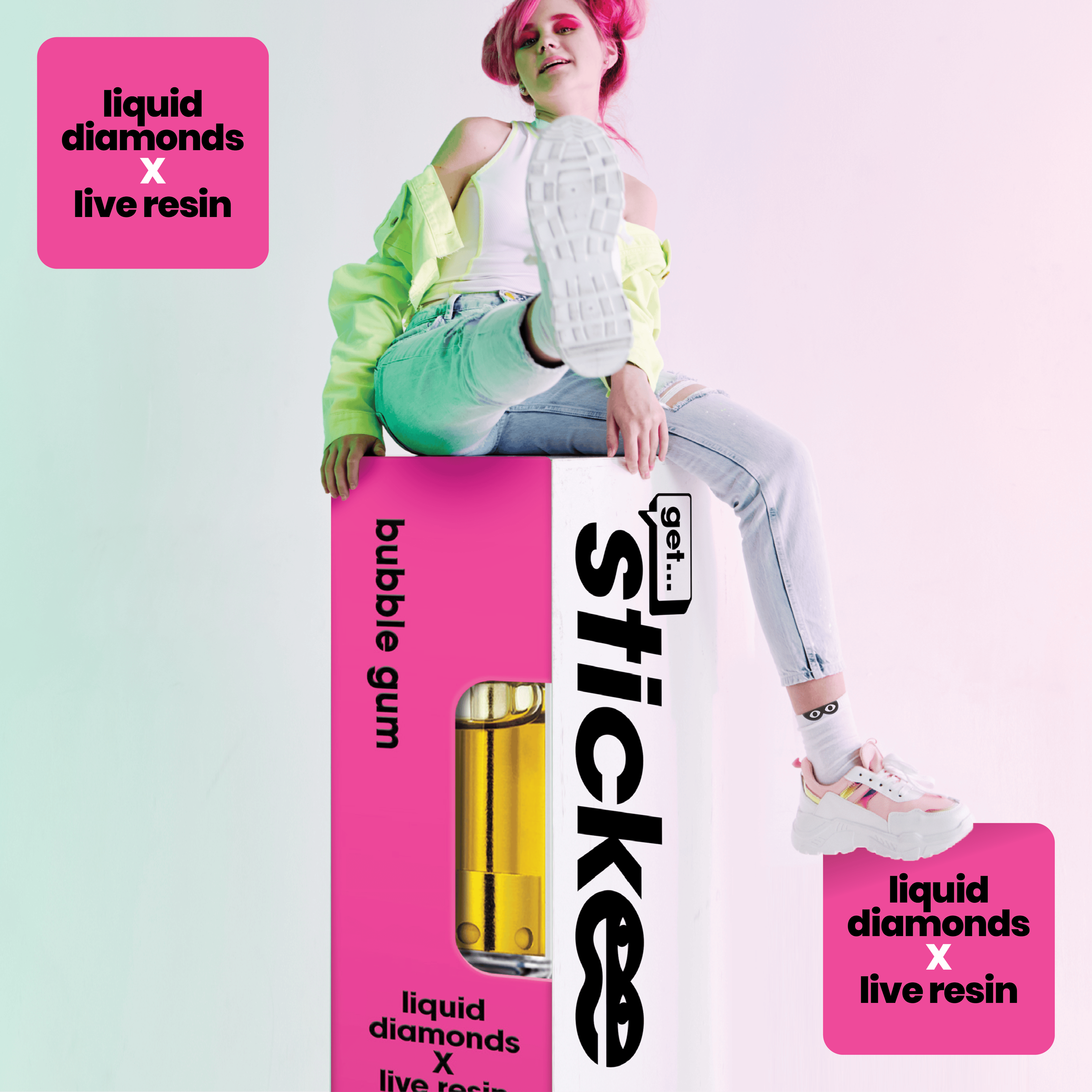 Product: STICKEE | Bubblegum | 1G | Liquid Diamonds + Live Resin 510 Vape Cart