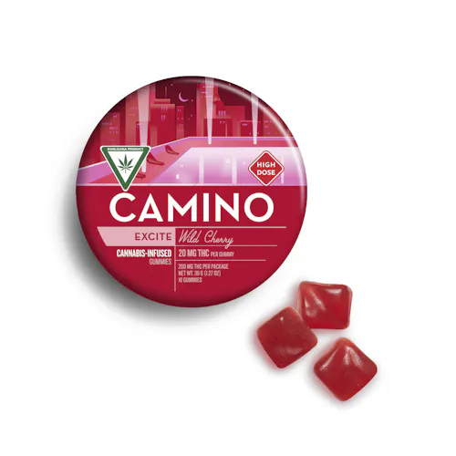 Camino Excite Wild Cherry High Dose Gummies [10pk] (200mg THC)-active