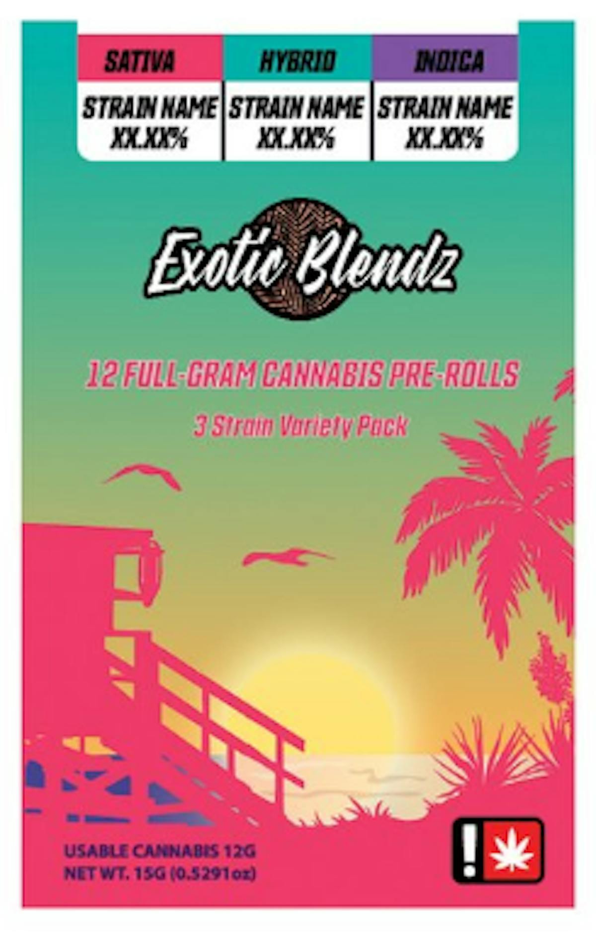 Photo of Exotic Blendz 1g THE SOAP/PINK RUNTZ/MENAGE Pre Roll 12pk