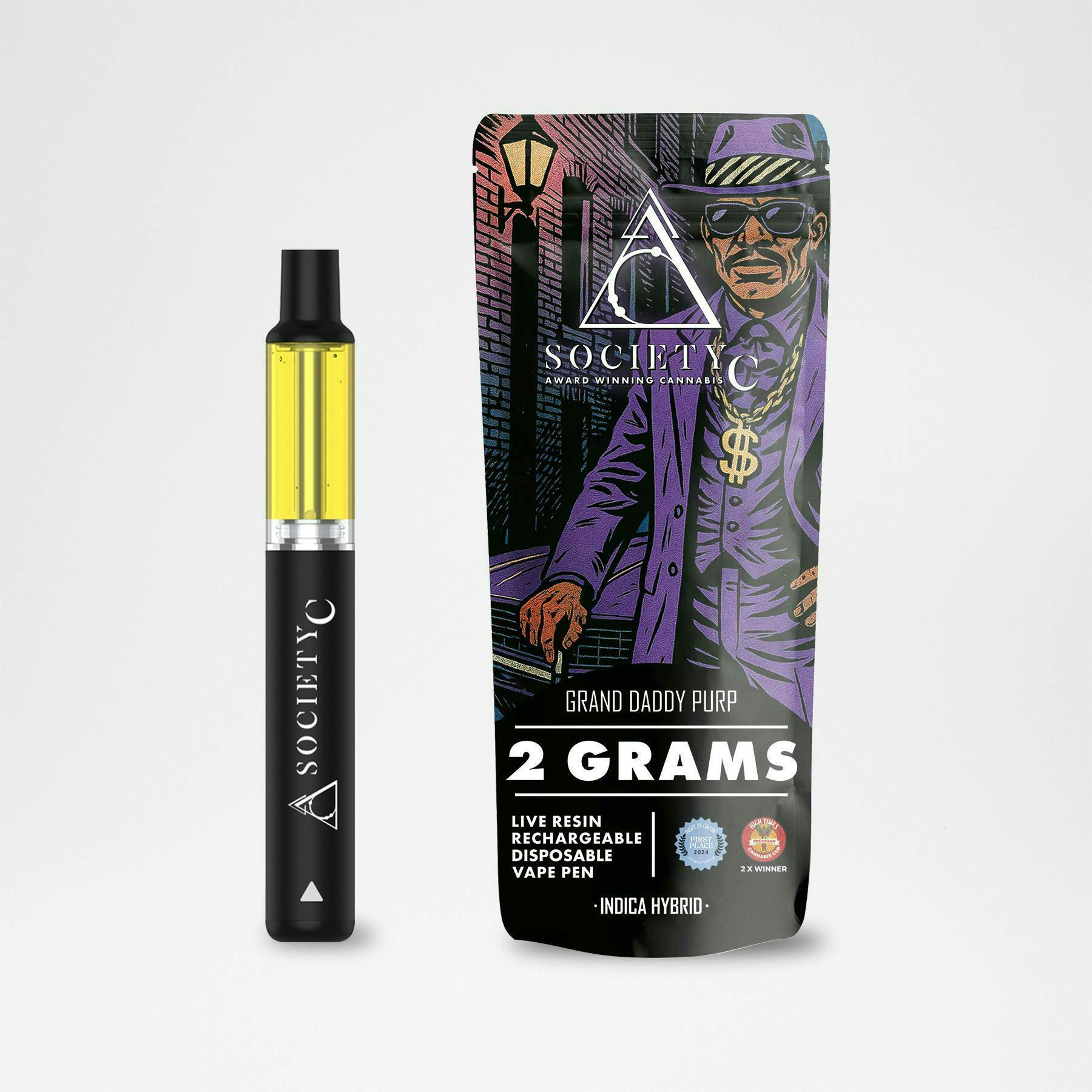 Society C SOCIETY C | GRAND DADDY PURP | LIVE RESIN DISPOSABLE INDICA — VAPORIZERS