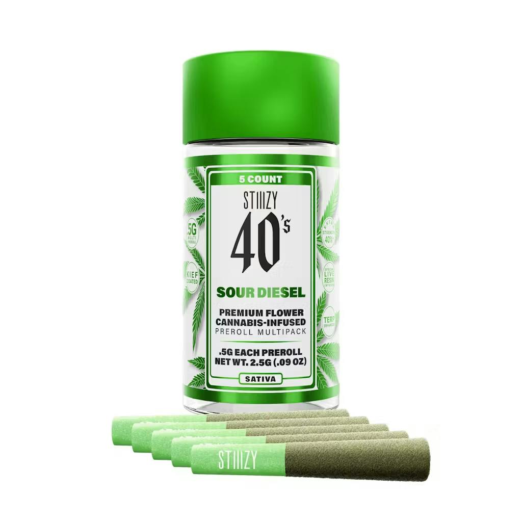 Stiiizy - 5-Pack .5g Live Resin Infused Prerolls - Sour Diesel