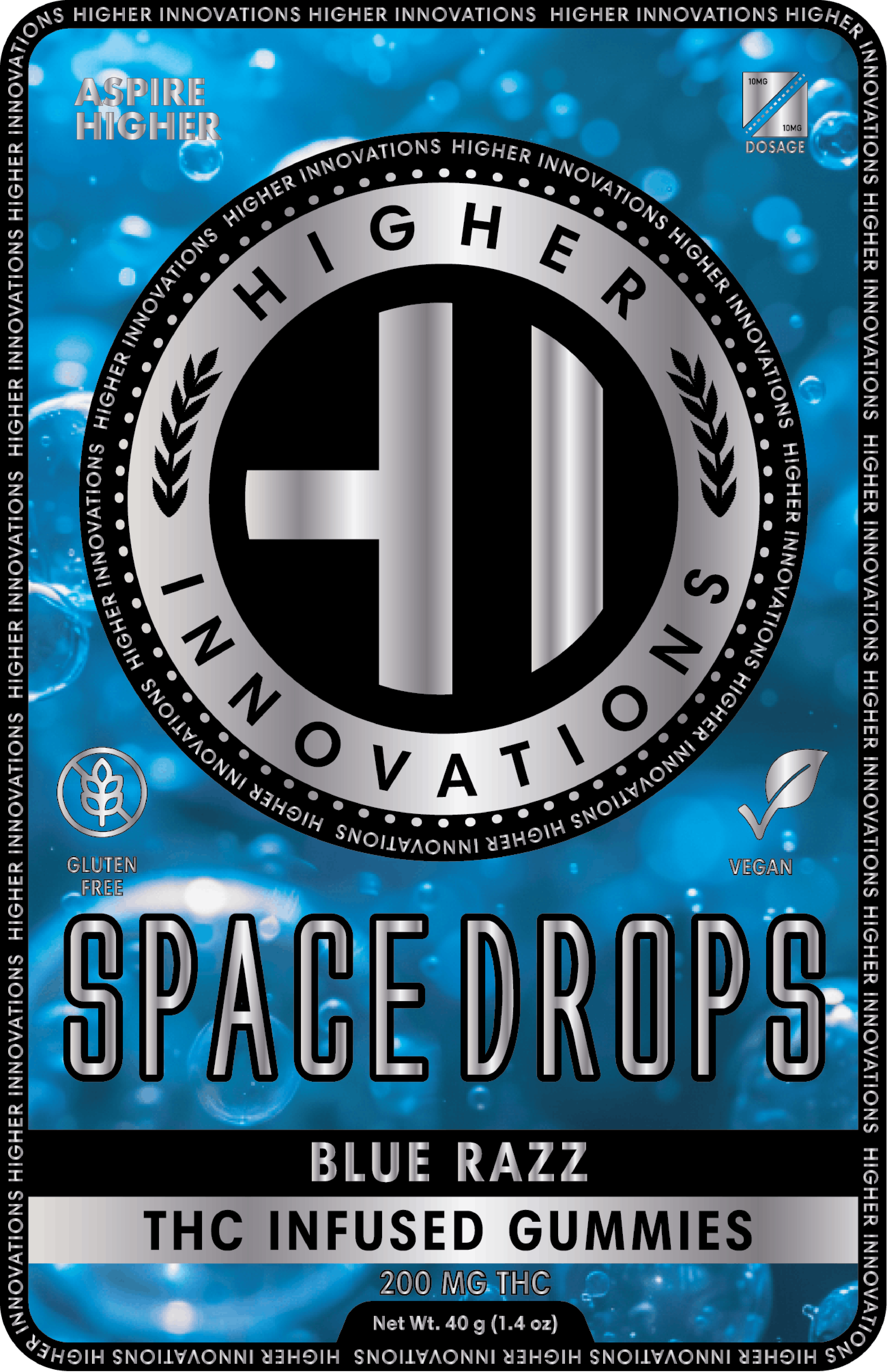 Product: Higher Innovation | Blue Razz | Infused Space Drops | 200mg | Hybrid