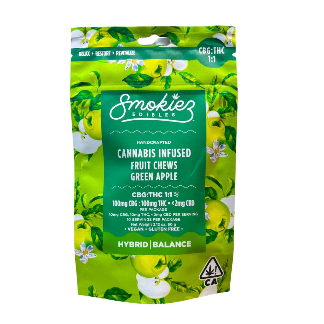 SOUR GREEN APPLE FRUIT CHEWS (1:1 THC:CBG)-0