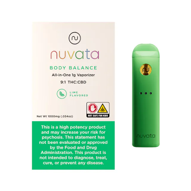 Nuvata Disposable Body Balance - Lime 9 THC : 1 CBD 1g (hybrid, disposables)