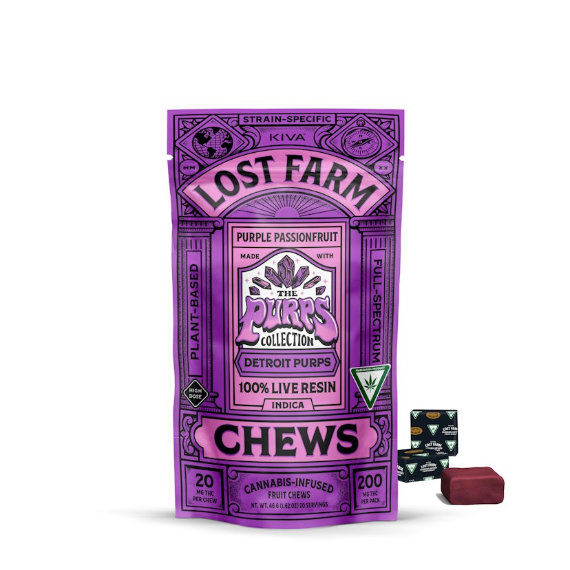 Lost Farm | 200mg Live Resin Chews | Purple Passionfruit x Detroit Purps