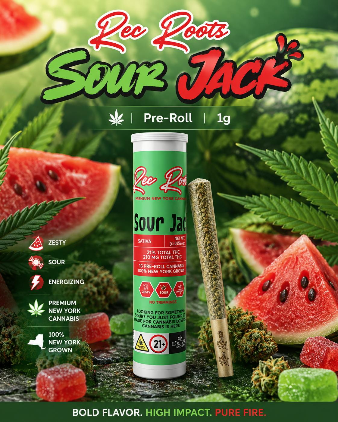 Product Rec Roots | Sour Jack | .5g Pre-Roll | 2ct