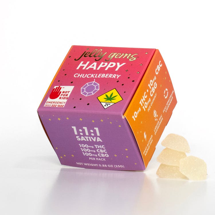 Jelly Gems: THC/CBC/CBG 1:1:1 Chuckleberry Happy (Sativa) - 10pk 300mg