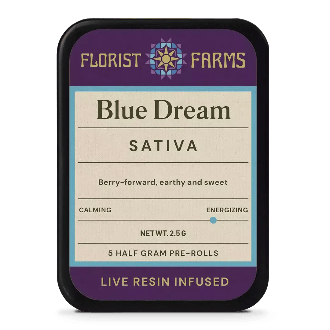 Florist Farms - 5 Pack .5g Live Resin & Diamond Infused Prerolls - Blue Dream