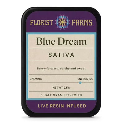 Florist Farms - 5 Pack .5g Live Resin & Diamond Infused Prerolls - Blue Dream - PRE_ROLLS by Florist Farms at King of Budz