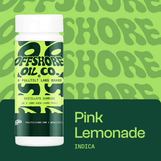 Offshore Oil Co. Distillate Gummies Pink Lemonade 10pk/100mg (indica, 2.8g)