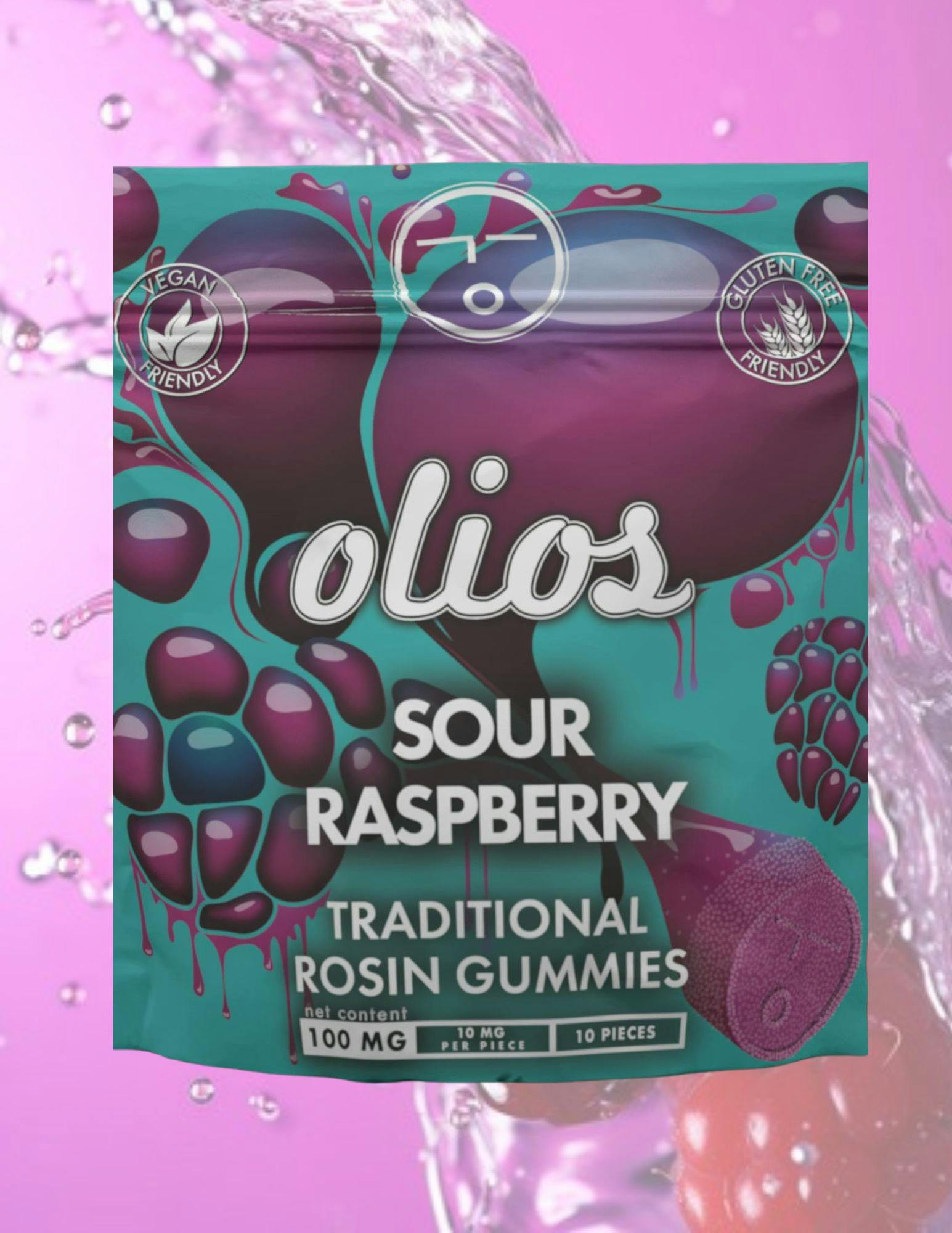 Olio | 10pk 100mg | Live Rosin Gummies | Sour RaspberryOlioTHC: 0.19%25% off orders over $200+1