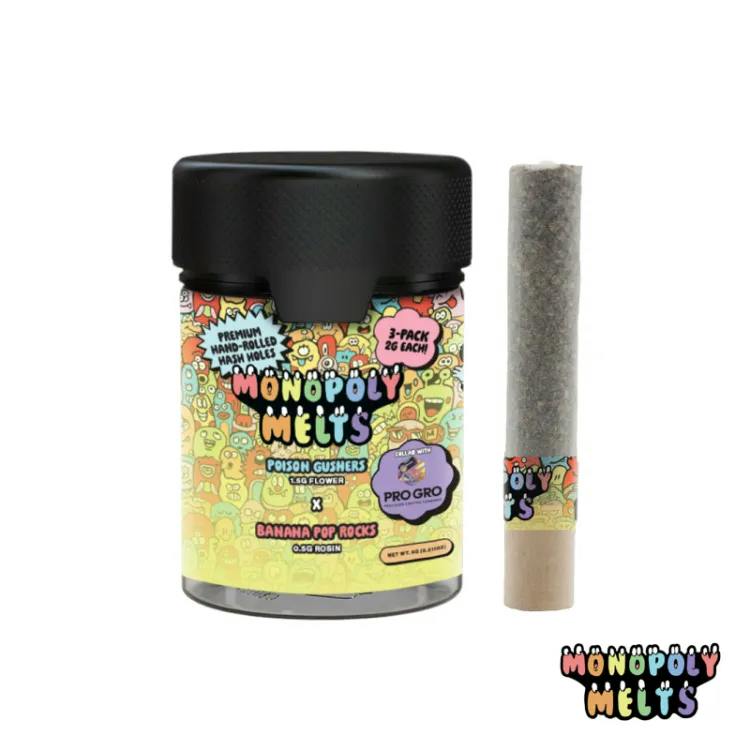 Monopoly Melts x GT - 3-Pack 2g Hash Rosin Infused Donuts - Poison Gushers x Banana Pop Rocks