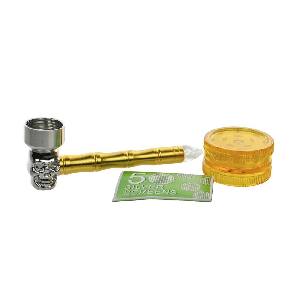 D&k - metal pipe w/ screens + grinder - skulls blaze