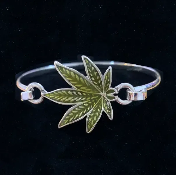 0011 PREMIERE | Bangle | Brass | Green Cannabis Leaf at KIP Maryland