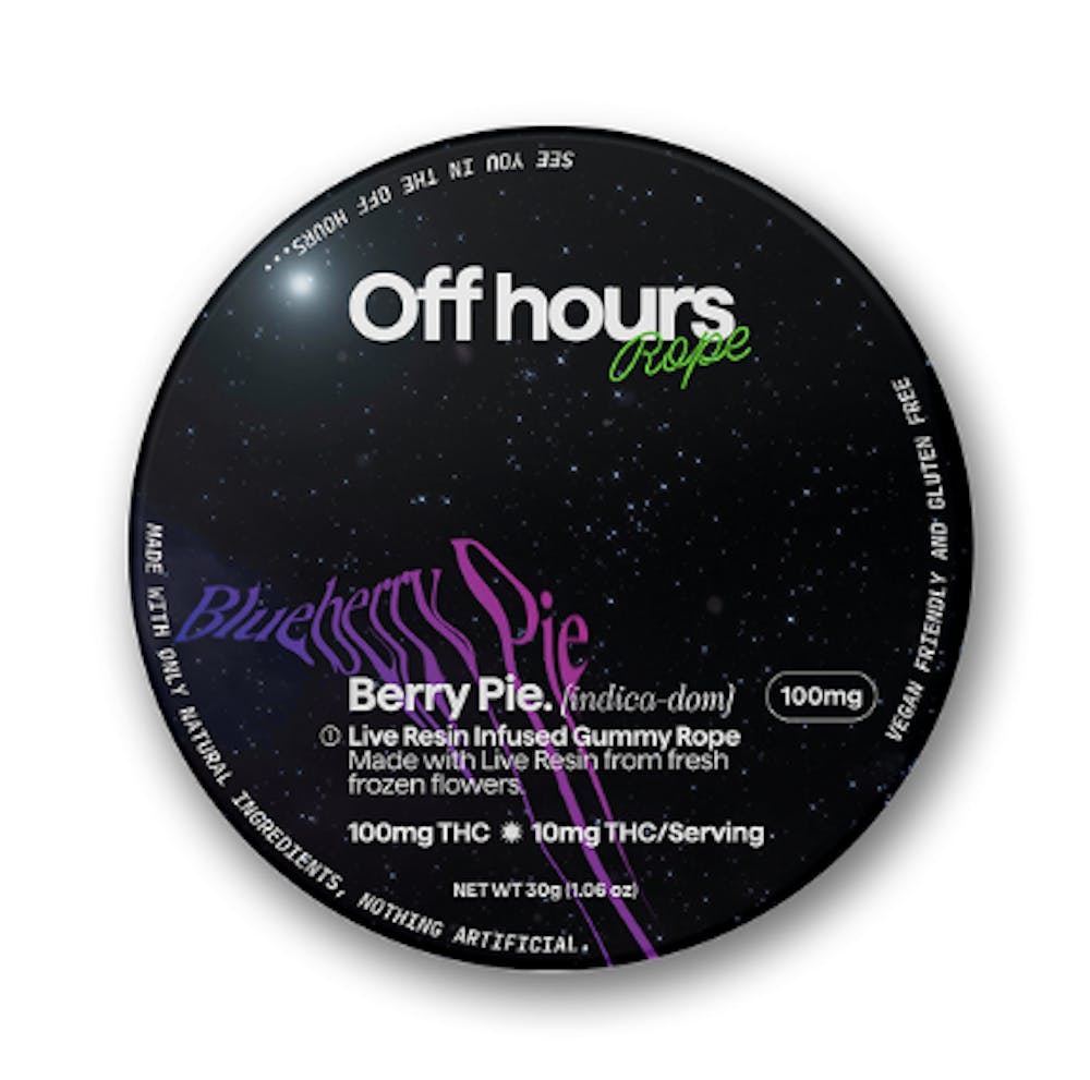 Product Gummies Live Resin Rope 100mg | Berry Pie - Blueberry Pie (I) | Off Hours