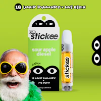 STICKEE | Sour Apple Diesel | 1G | Liquid Diamonds + Live Resin 510 Disposable Cart - product image at King of Budz