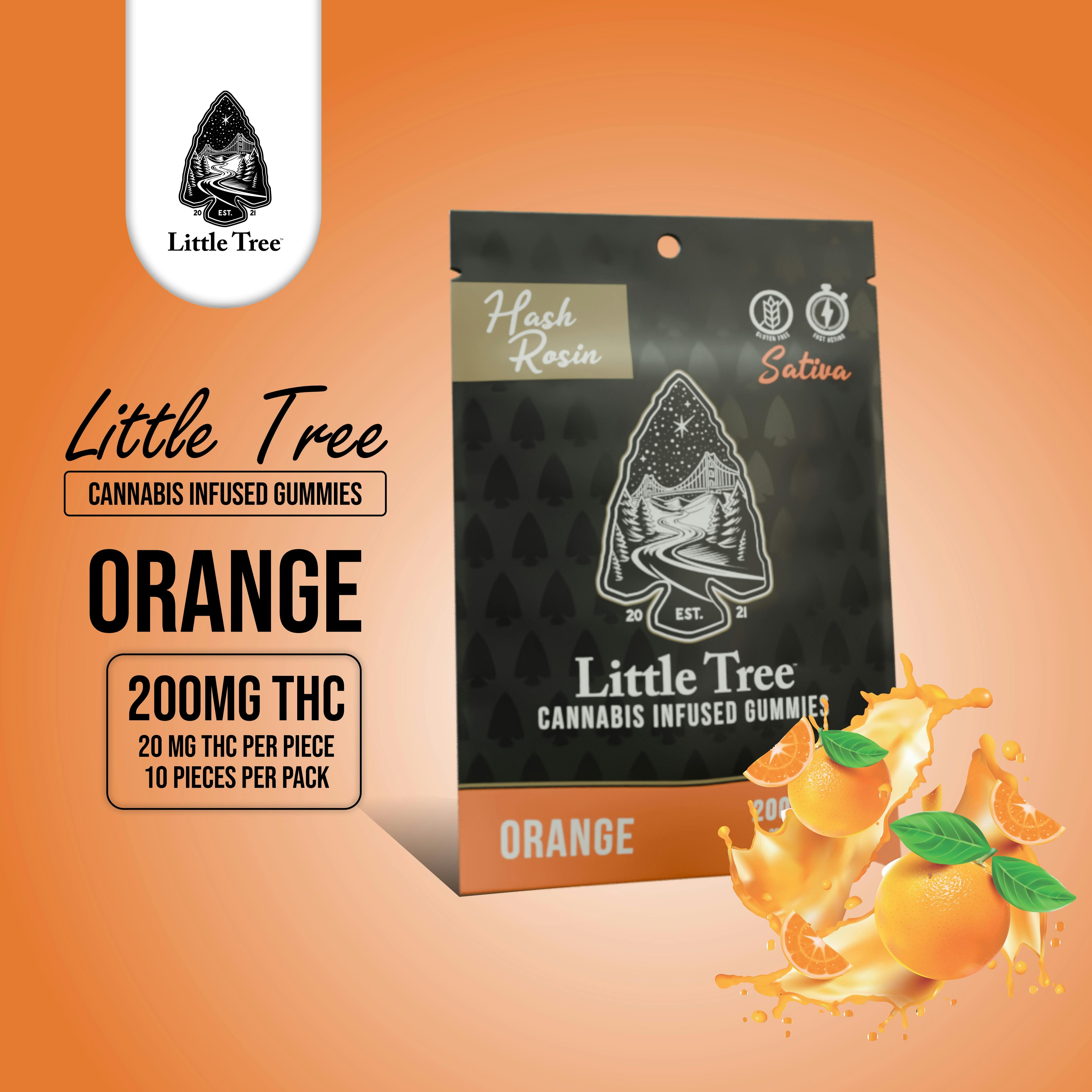 Product: Little Tree | Orange | Infused Rosin Gummies | 200mg | Sativa
