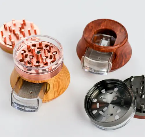 78mm Zinc 4pc Grinder Assorted Wood-1