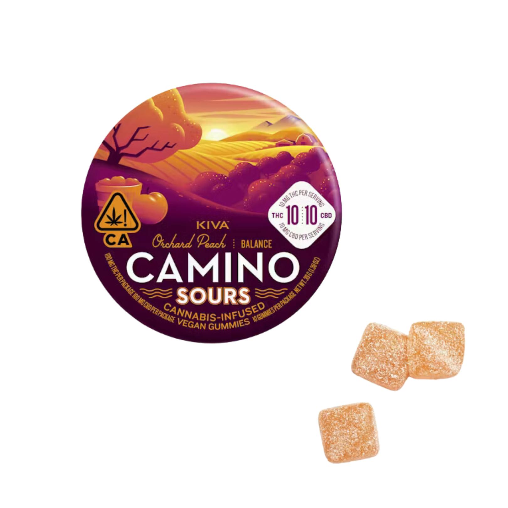SOUR ORCHARD PEACH GUMMIES 1:1 THC:CBD (VEGAN)
