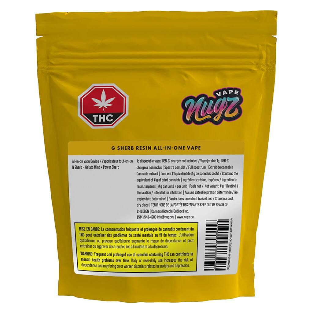 Nugz vape - g sherb resin aio vape