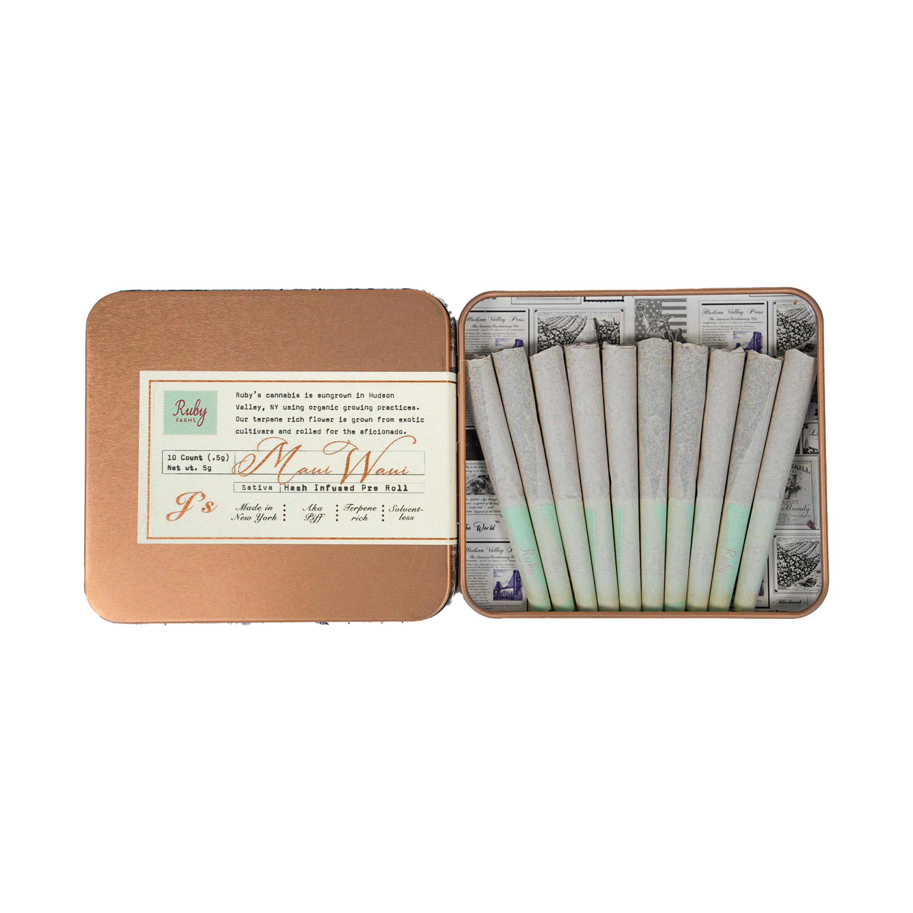 Ruby Farms Maui Waui 10pk 5g Hash Infused Doobies